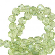 Top Facet kralen 4mm rond Vineyard green-pearl shine coating